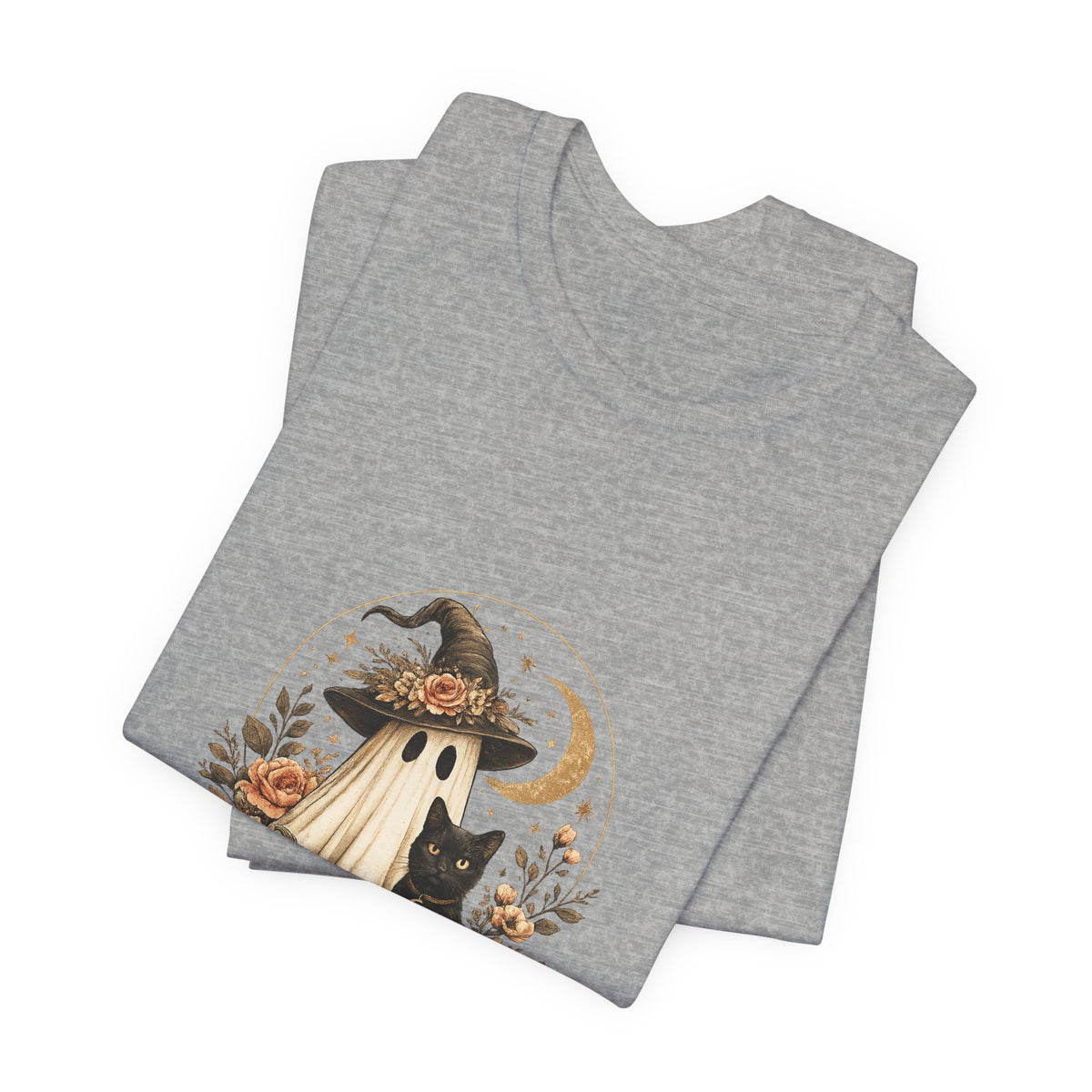 Halloween Ghost & Black Cat Shirt — Cute Pumpkin Witch Tee